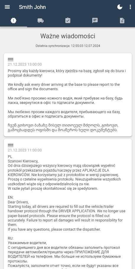 LogisticsERP - Aplikacja dla kierowcy